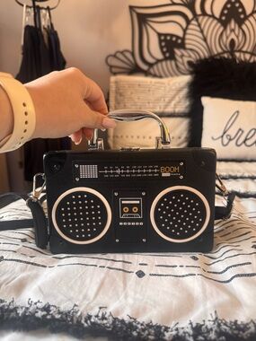 Retro Boombox Purse Handbag - Black